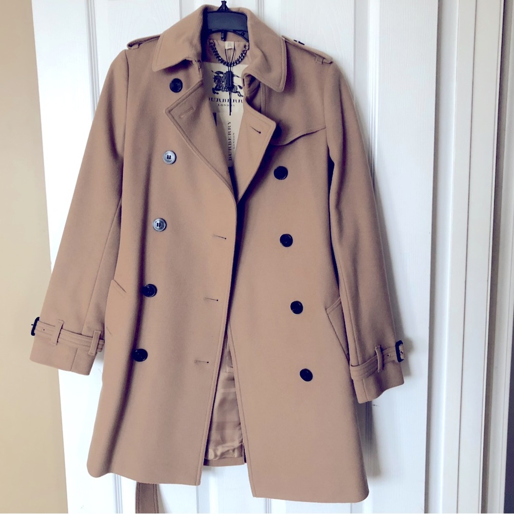 Burberry wool cashmere Tan Double-Breasted Trench Coat